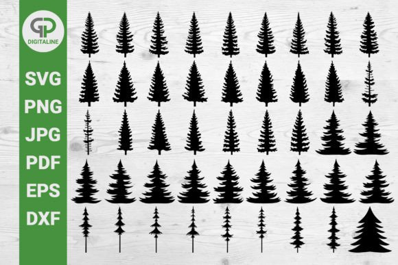 Download Pine Trees Bundle SVG, Silhouettes SVG 2 - Pine trees Collection