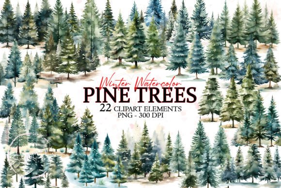 Download Winter Pine Trees Christmas Watercolor - Pine trees Collection
