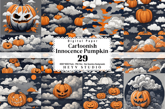 Download Cartoonish Innocence Pumpkin in Clouds - Innocence Collection