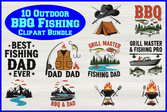 Download 10 Outdoor BBQ Fishing Clipart Bundle - Outdoor Collection