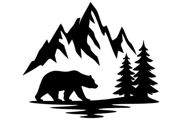 Download Bear, Pine Trees, and Mountain SVG - Pine trees Collection