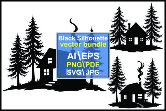 Download Silhouette Cabins and Pine Trees - Pine trees Collection