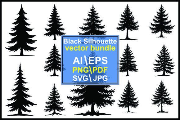 Download Pine Trees Silhouette Clipart Bundle - Pine trees Collection
