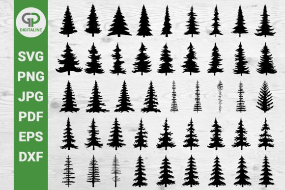 Download Pine Trees Bundle SVG, Silhouettes SVG 1 - Pine trees Collection