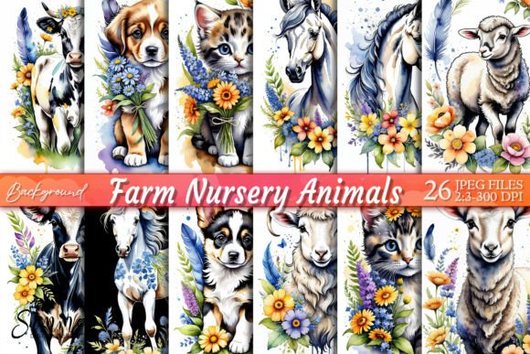Download Watercolor Farm Nursery Animal Wall Art - Farm Collection